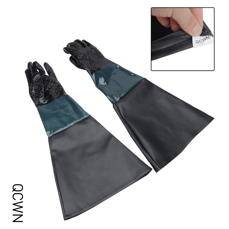 Sand Blasting Cleaning Gloves Rubber 23.6" Heavy Duty Sandblasting Gloves