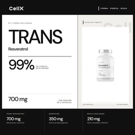 CellX Resveratrol con BioPerine 60 Cápsulas