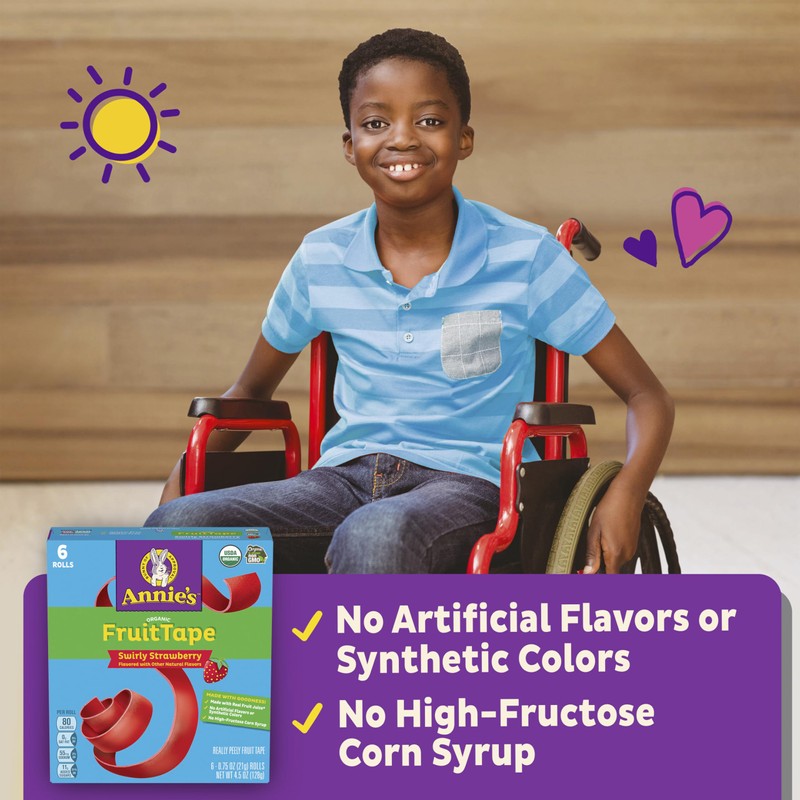 Annie's Organic Fruit Tape, Swirly Strawberry, Non-GMO and Organic Fruit