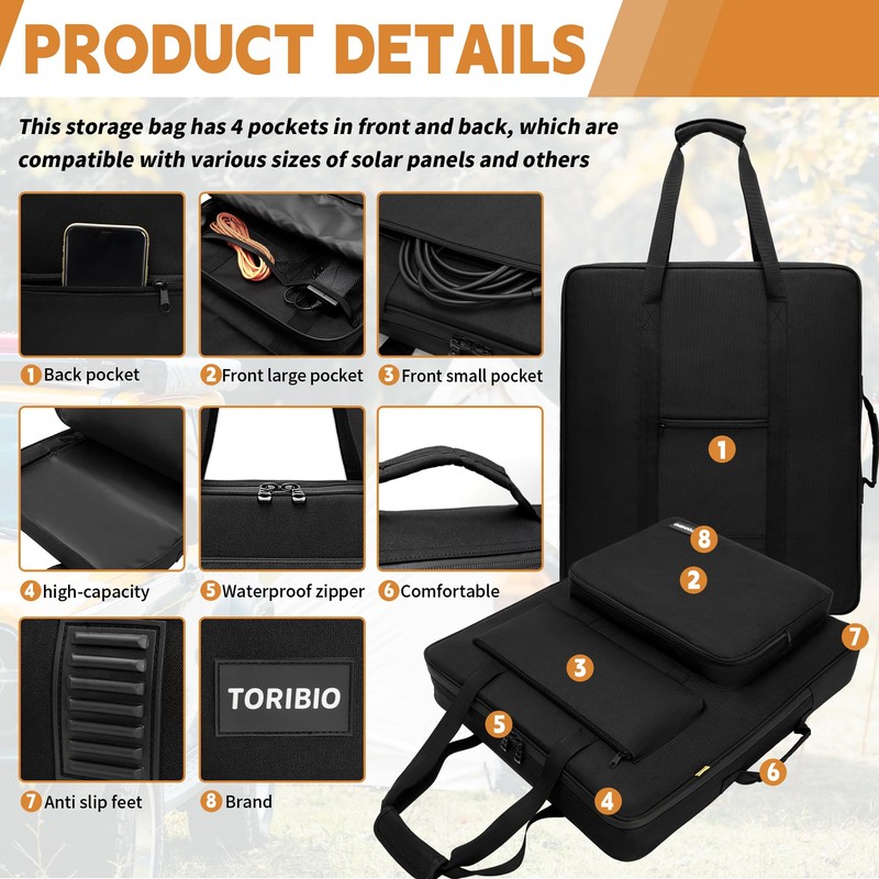 Solar Panel Travel Bag, Padded Portable Solar Panel Storage Bag