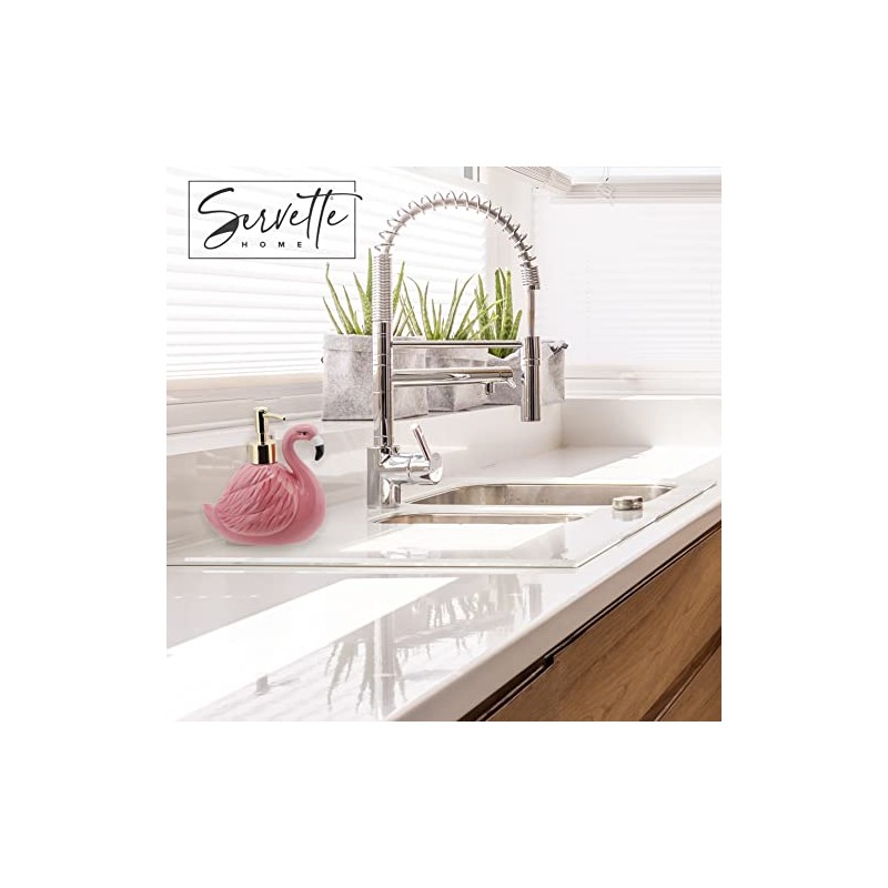 Flamingo Soap Dispenser with Pump for Bathroom or Kitchen Sink