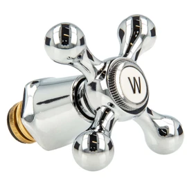tecuro Tap Top | Sanitary Top | with Nostalgic Handle | for Two-Handle Fittings | 1/2 Inch | Hot Water | Marking W | Brass | Chrome | 25636