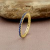 GOURIK 18K Yellow Gold Plated Stackable Created Sapphire Ring For