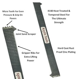 Keyfit Tools U.S.A. Paver Puller PRO 9" Contractor Grade 4140 Heat Treated & Case Hardened Steel w/Joint Scraper Micro Teeth & Gripper Slots Paver Extraction Removal Raise Locked Bricks & Pavers