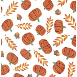 Home Decor Farmhouse Fall Fleece Throw Blanket: Harvest Pumpkins Leaves and Wheat on Velvet Fleece, Oversized measures 70" inches x 50" inches