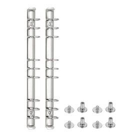 PATIKIL B5 9-Hole Ring Binder Mechanisms, Set of 2 Ring Binder Spine Replacement for Ring Binder Planner, 1 Inch, Silver Tone