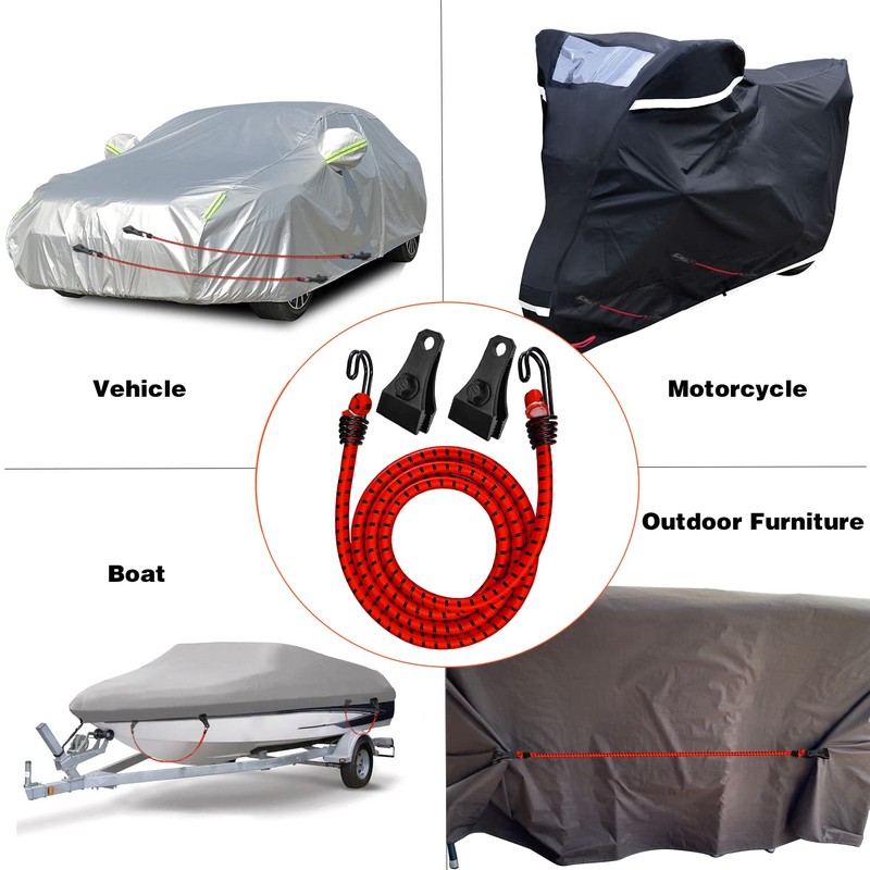 Hlogree 2PCS Car Cover Gust Straps Wind Protector,Bungee Cords Hook