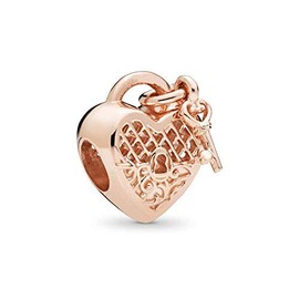 Candado de corazón con colgante de llave para pulsera, diseño de corazón de amor, pulsera de joyería para mujer y hombre