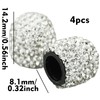 4 Pack Bling Dust Caps, Sparkling White Handmade Crystal Diamond