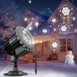 Rovmiment Christmas Light Projector, Snowflake Projector Light 3D HD Snow Pattern Outdoor/Indoor Waterproof Landscape Lamp, 180° Adjustable Rotation for Holiday/Party/Christmas Decor