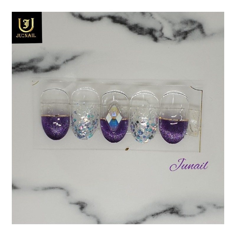 Purple Aurora Handmade Nail Tips - Long Round / 퍼플오로라