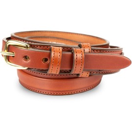 Men's English Bridle Leather Ranger Belt - 1 1/4" Taper to 3/4" (Size 38, Medium Brown)