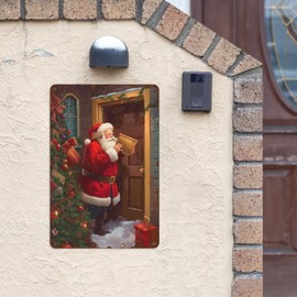 Xmax Santa Claus Tin Sign Vintage Holiday Ornaments Design Rustic Wall Decor For Home And Festive Celebrations 8 x12 Inch Retro Aluminum Sign