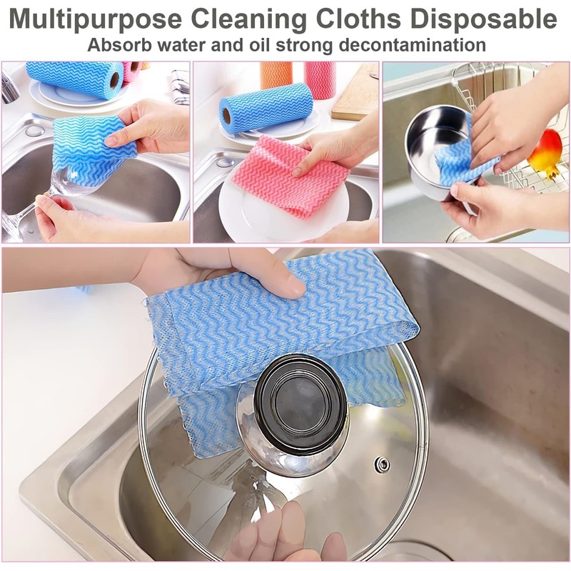 Reusable Cleaning Cloth Roll Kitchen Dish Rags, 2Pcs Dish Cloths