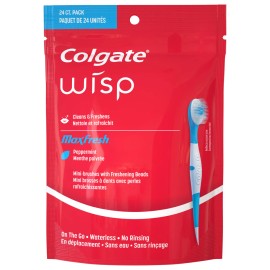 Colgate Max Fresh Wisp Mini Disposable Toothbrush Pack of 24 Peppermint Flavor