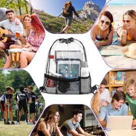 CINDALOG 2 Pack Clear Drawstring Bags, Waterproof Drawstring Backpack PVC Transparent Drawstring Bags for Stadium Colleges Sport Event Work Concert Stadium Approved