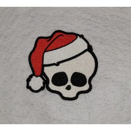 Handmade Monster Skull Santa Hat Christmas 3 3/4 inch  Iron on Applique Patch