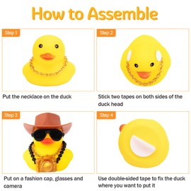 wonuu Camera Rubber Duck Car Ornaments Duck Car Dashboard Decorations for Cool Car Accessories with Cowboy Hat Necklace and Sunglasses, Brown