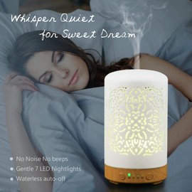 Earnest Living Essential Oil Diffuser White Ceramic Diffuser 500 ml Timers Night Lights and Auto Off Function Home Office Humidifier Aromatherapy Diffusers for Essential Oils