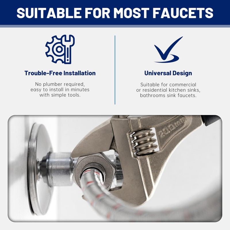 BWE 32-Inch Long Bathroom Kitchen Faucet Connector Braided Stainless Steel
