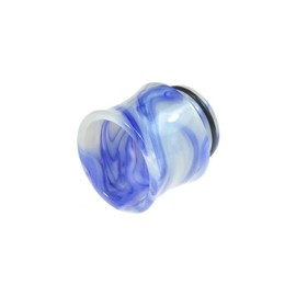 Armerah Marbled Curve 810 Drip Tip eCig Mouthpiece Short/Extra-Wide Epoxy Resin Single White-Blue