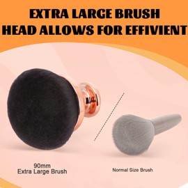 Blend & Blur Extra Large Body Makeup Brush for Self Tanner,Leg Makeup & Bronzer Self Tan Applicator, 90mm Wide Round Head Kabuki Brush For Application with Drawstring Bag (Rose Gold + Brown)