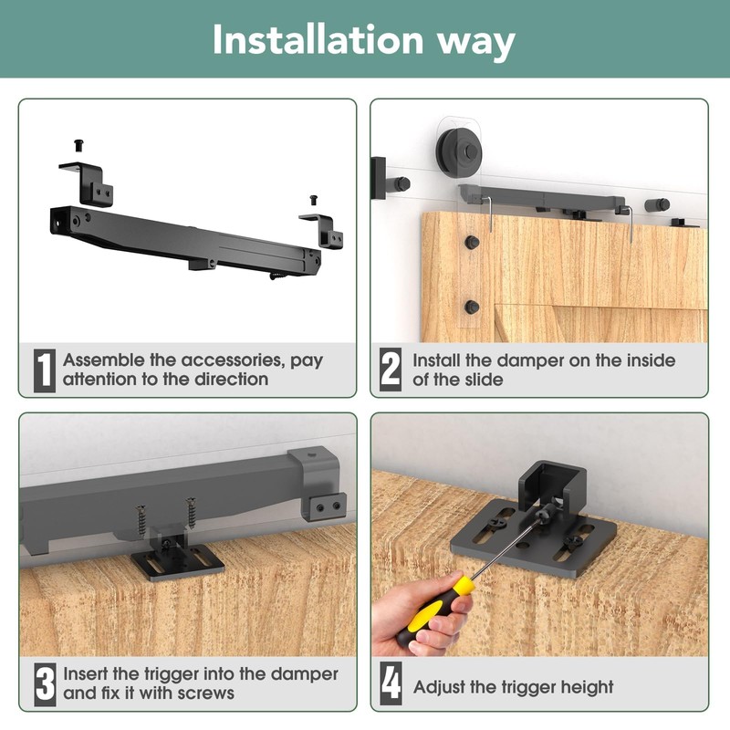 Barn Door Soft Close Hardware Kit,Barn Door Buffer Damper Stopper