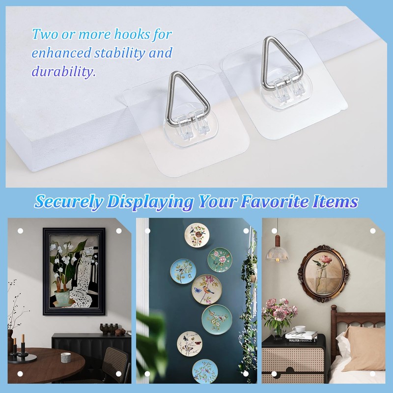 DIDUDIDU Wall Plate Hangers for Display - Invisible Adhesive Picture