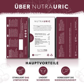 Nutra Tea Nutrauric Blister and Kidney Tea, Nettle Tea Promotes Drainage, Contributes to Joint Health, 40 Reusable Tea Bags, Herbal Tea with Cherries & Nettle