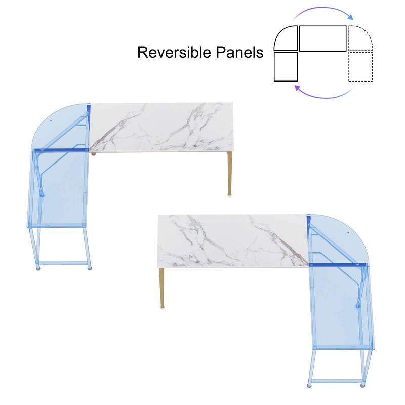 Teraves Reversible L Shaped Desk White - 66.1" Corner Gaming