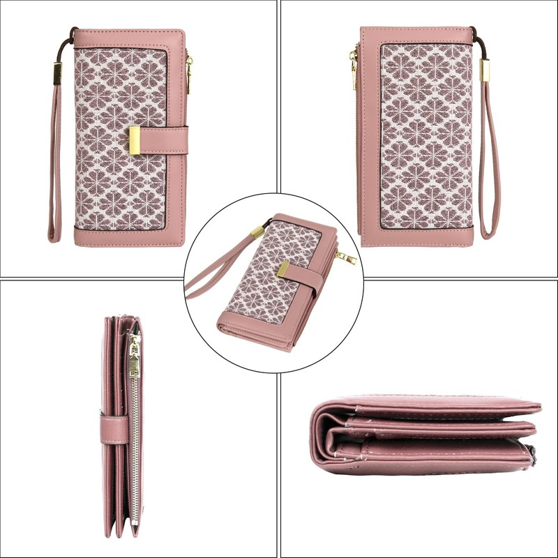 Gosect Women Floral Leather Wallet Large Capacity RFID Blocking Designer