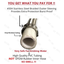 EZ-Fluid (10) 20" Water Supply Line,1/2" Fip x 3/8" Comp LF,Brass Nuts,Universal Stainless Steel Braided Faucet Water Supply Line Connector,Water Supply Hose Connector Lines For Kitchen,Bathroom