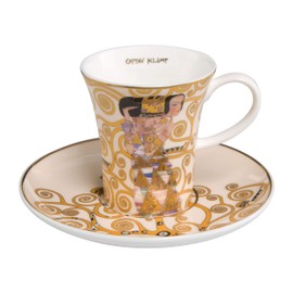 Goebel 67-011-62-1 Espressotasse mit Untertasse Gustav Klimt Die Erwartung aus Porzellan, Mehrfarbig, 0,1 l, 12 x 12 x 7,5 cm