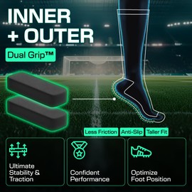 LUX Anti Slip Soccer Knee Socks,Non Slip Football/Basketball/Hockey Sports Grip Socks Black