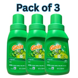 Gain Original Liquid Laundry Detergent, HE Compatible, 10 fl oz Each 6 Loads 3pk