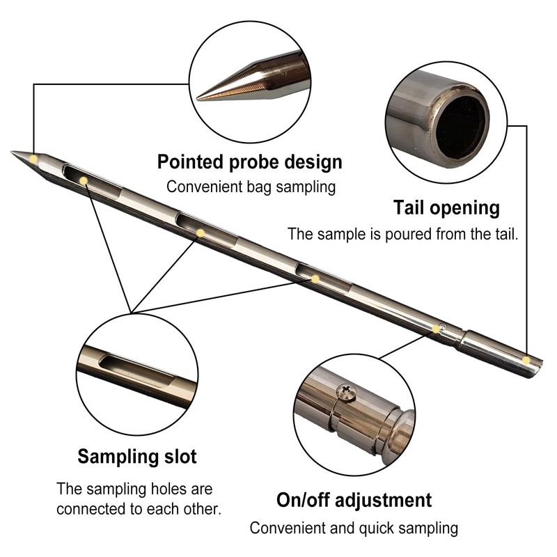Powder Sampler, Stainless Steel Three Zone Grain Probe Sampler, 20