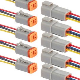 WOODGUILIN Deutsch DT Conector de 4 pines, conector eléctrico impermeable DT de 4 vías para automóvil, conector eléctrico macho hembra, arnés de cableado con cable de 16 AWG, para automóvil, camión,