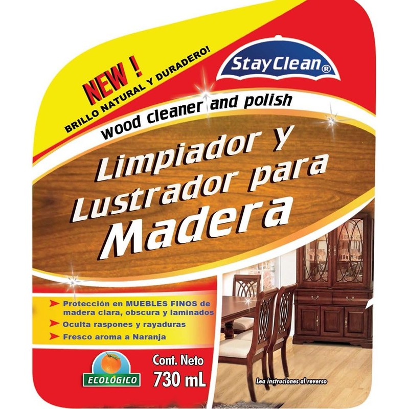 Stay Clean Limpiador y Lustrador para Madera 730 mL