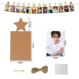 Jugendweihe Fotogirlande, Jugendweihe Deko, Kraftpapier Fotobanner 1 bis 13 Jahre, Hängende Wanddekoration für Mädchen Junge Jugendweihefeier