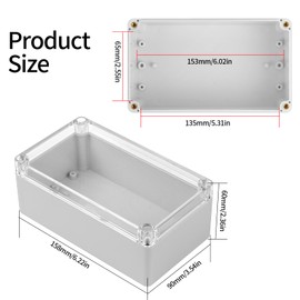 ABS Plastic Electronic Enclosure Box, Waterproof IP65 Empty Housing Plastic Housing with Clear Lid, Industrial Housing, Junction Box, Junction Box, Junction Box, Junction Box, Junction Box, 158 x 90 x