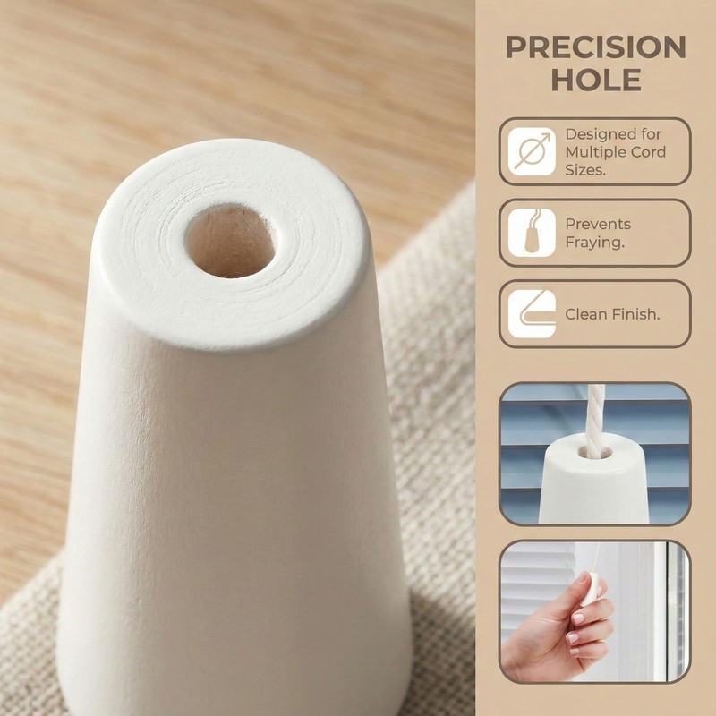 DECHOUS 12Pcs Window Blind Wood Cord Pulls: White Decorative Shade