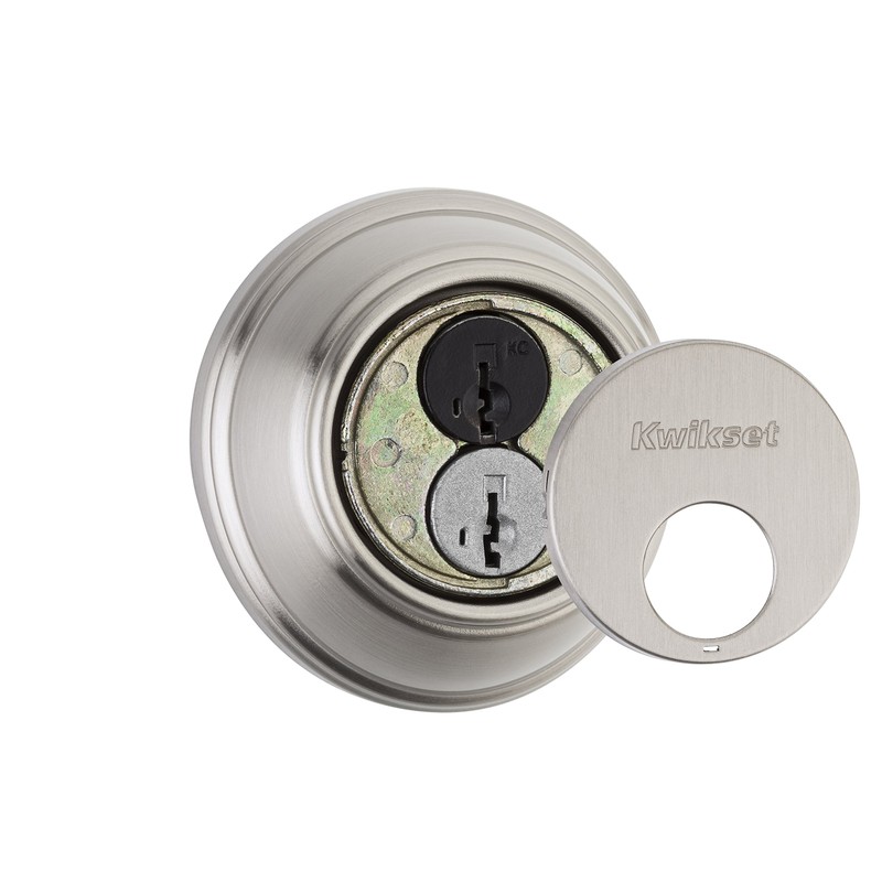 Kwikset 816 Key Control Deadbolt Lock, Round Satin Nickel Exterior