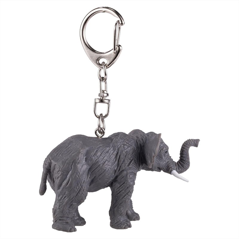 Mojo 387494 Elephant Animal Figure Keychain, gray