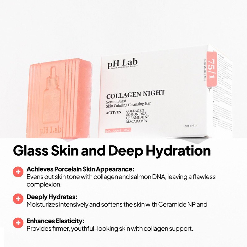 PhLab Collagen Night Soap Bar, Skin Calming Cleasing Bar, Improves