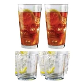 Circleware Set of 16 Beverage Drinking Glasses Heavy Base Highball Cups for Water, Juice, Beer, Ice Tea, 16pcs, Clear
