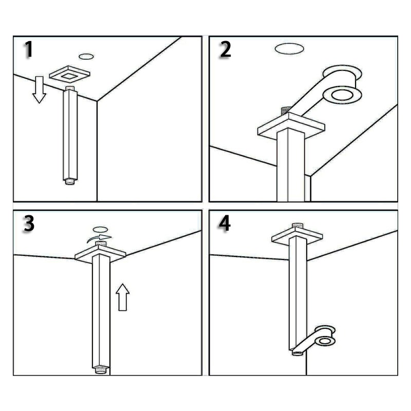 DEOLER Brushed Nickel Shower Arm with Flange, Square, 4 Inch,