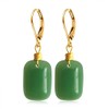 HQFJW Natural Geometric Jade Stone Drop Earrings,14K Gold Dainty Gemstone