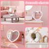 Taolivingmart Pink Heart LED Makeup Mirror Kids USB Foldable Travel