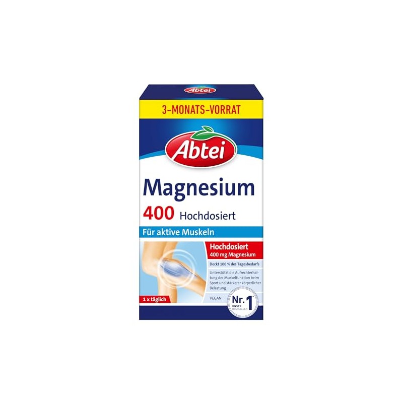 Abtei Magnesium 400 - Magnesium Tablets to Support Healthy Muscle