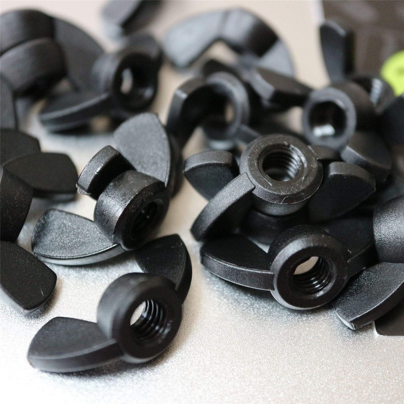 20 x Black Acrylic M6 Wing Nuts Plastic Screws